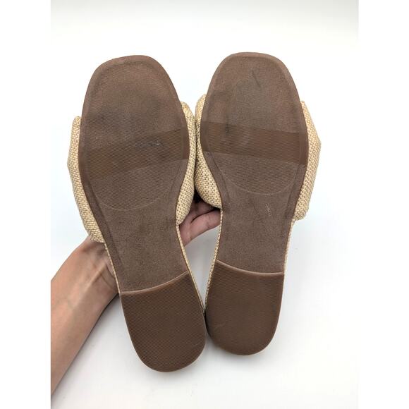 Nordstrom Cerise Faux Leather Weave Slide Sandal Women's Beige Size US7.5M EU38 - Picture 7 of 11